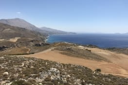 La vue sur le parking de Preveli Beach