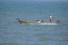 Au loin, un bateau de pêche